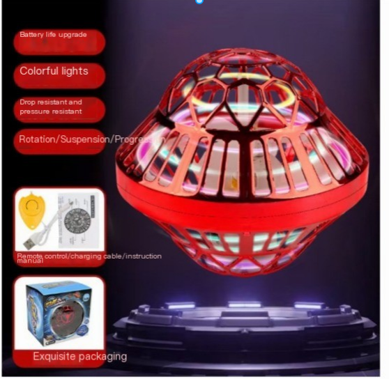 Mini UFO-spinner drone med LED – fingertoppsgyro