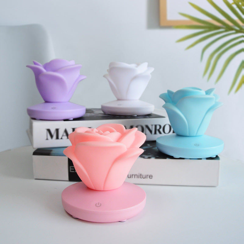 Ros-nattlampa med touch och USB – dimbar LED
