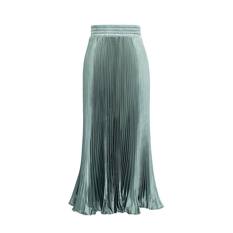 Glossy pleated skirt long accordion skirt long skirt skirt