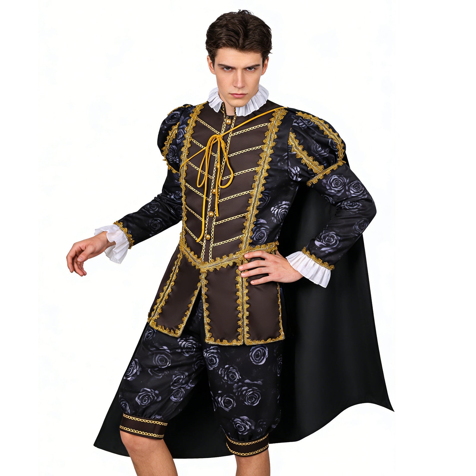 Halloween Retro Tudor Style Cloak Court Outfit Men's Royal Noble Prince Duke Stage Performance Costume