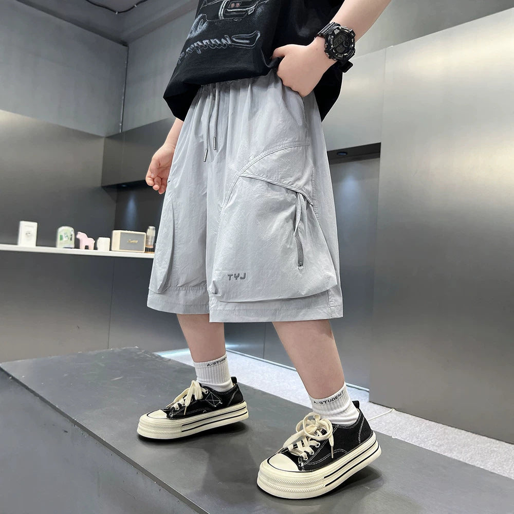 Casual Cargo Shorts for Boys Lightweight Mid-Length Pants Kids