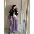 flowing chiffon skirt flared umbrella skirt midi skirt