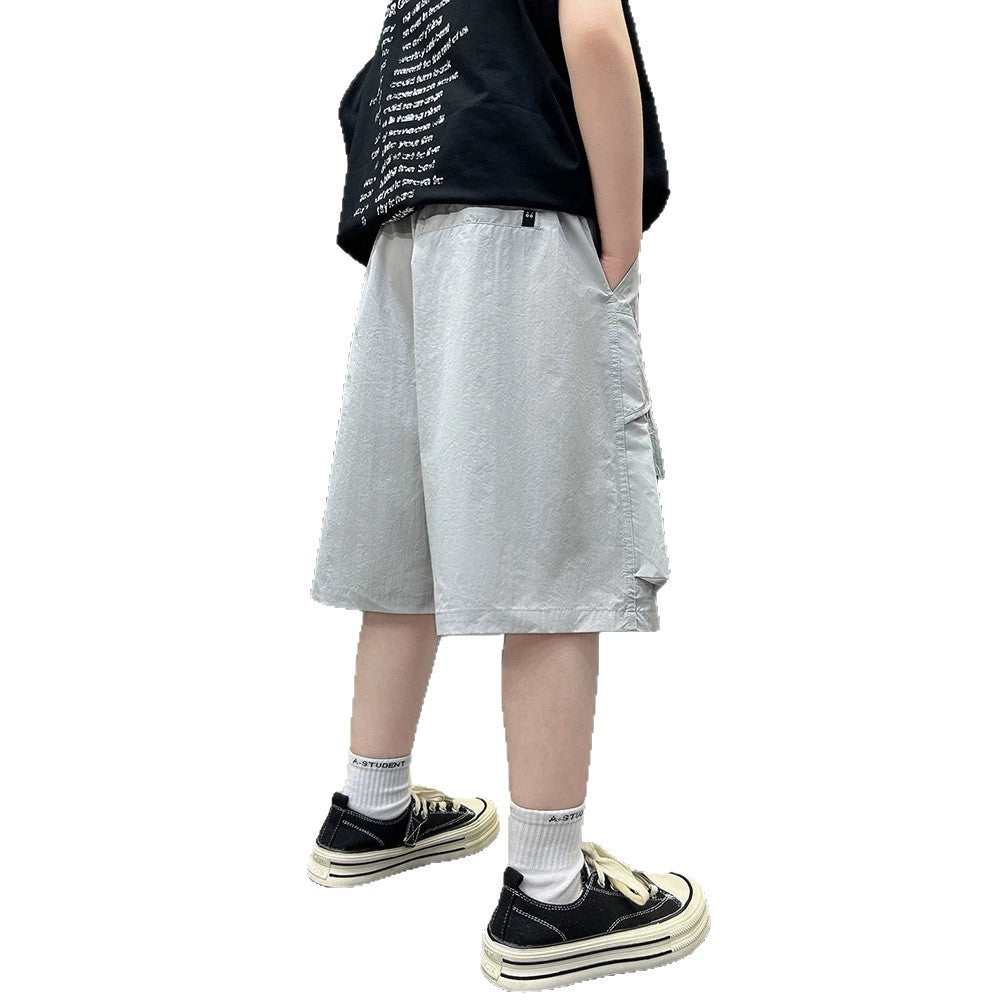 Casual Cargo Shorts for Boys Lightweight Mid-Length Pants Kids