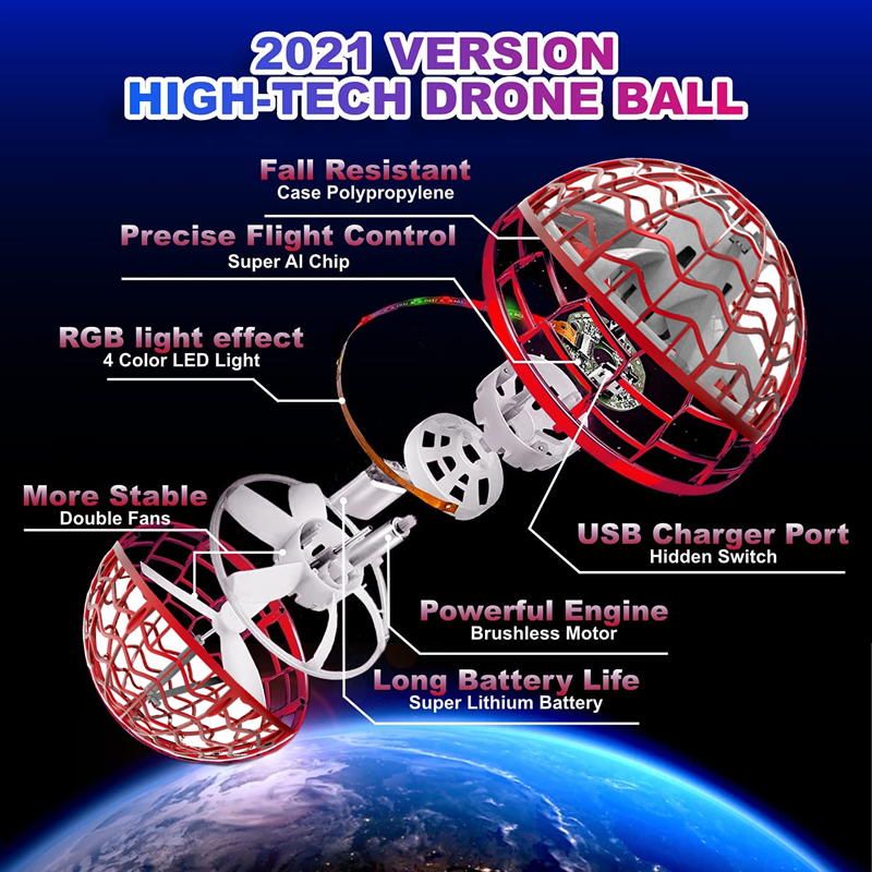 Flygande boll med LED – smart hoverball