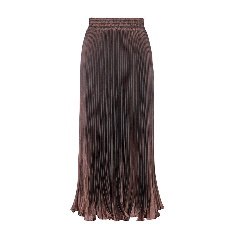 Glossy pleated skirt long accordion skirt long skirt skirt