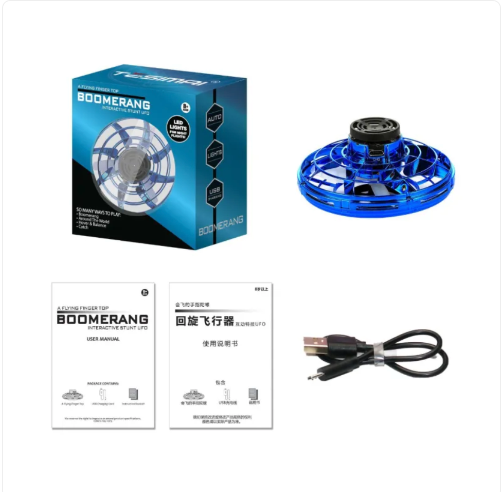 Mini UFO-spinner drone med LED – fingertoppsgyro