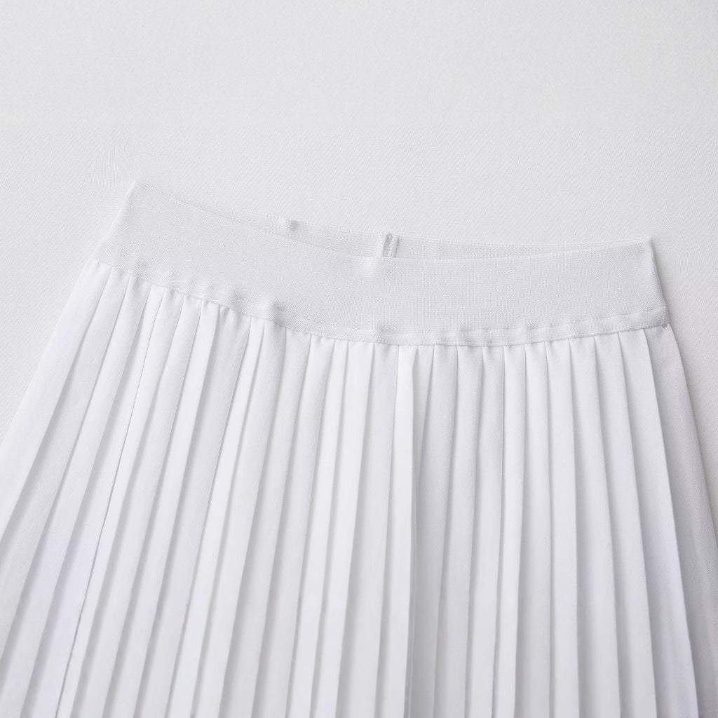 Temperament pleated skirt white A-line short skirt half skirt for women