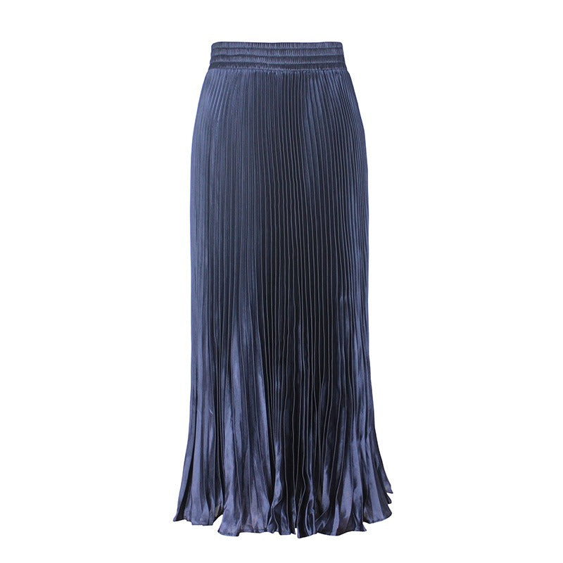 Glossy pleated skirt long accordion skirt long skirt skirt