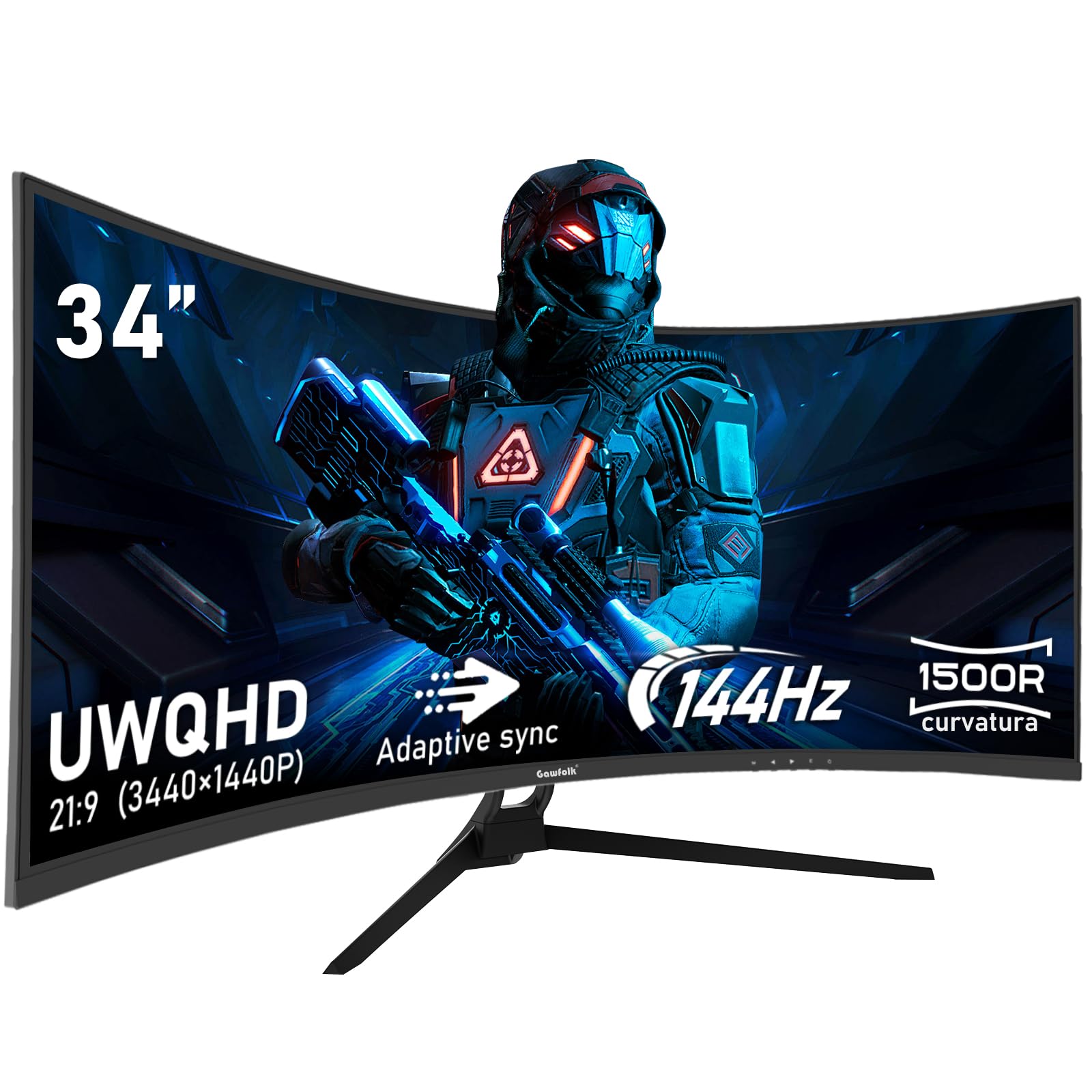 Gawfolk 34" Ultrawide Curved Gaming Monitor – UWQHD 144Hz | 21:9 | 1500R – Leveranstid 5–8 dagar