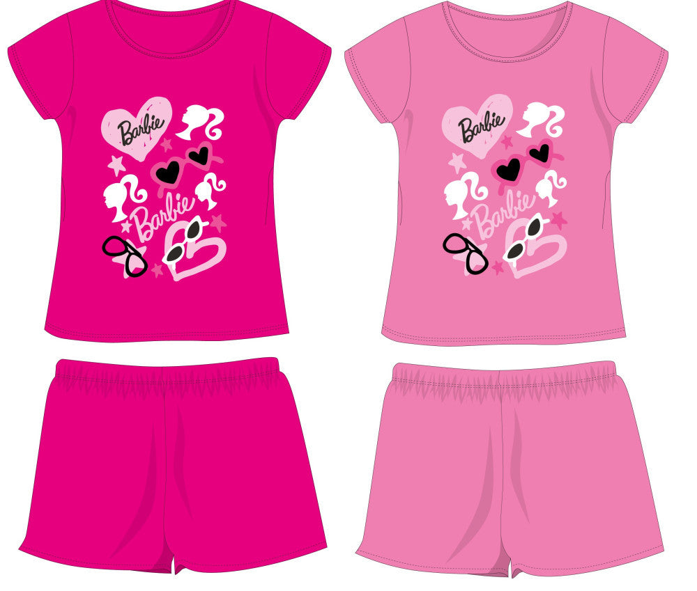 Barbie cotton summer ensemble - t-shirt and shorts set - pink - 122