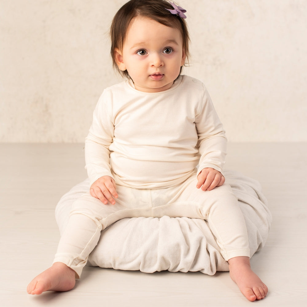 Premium Bamboo Baby Pajama Set: T-Shirt & Leggings CREAM-1