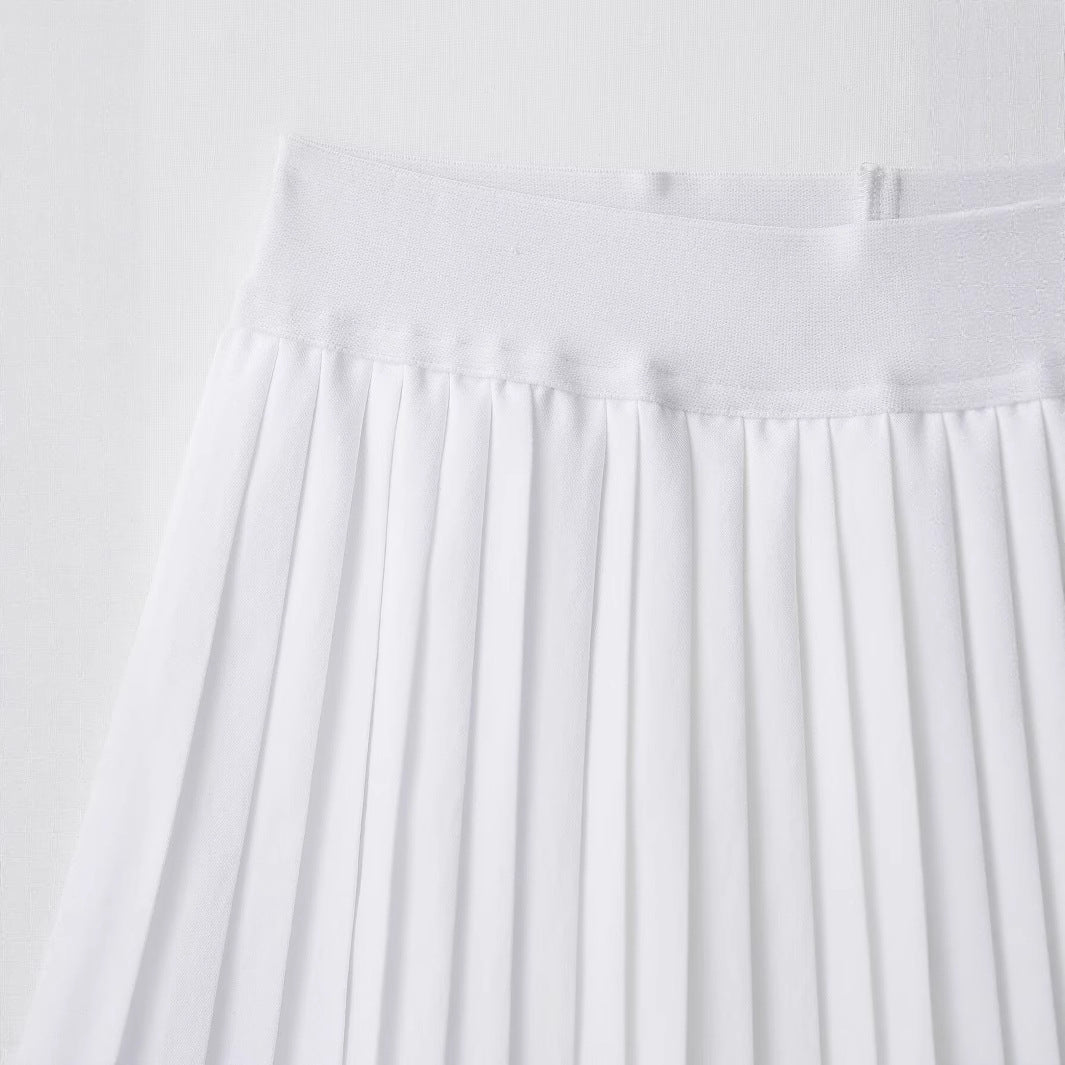 Temperament pleated skirt white A-line short skirt half skirt for women
