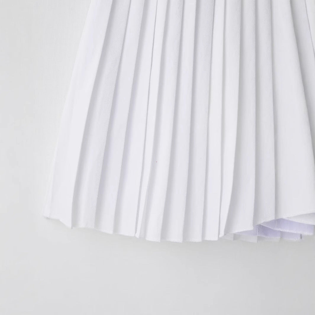 Temperament pleated skirt white A-line short skirt half skirt for women