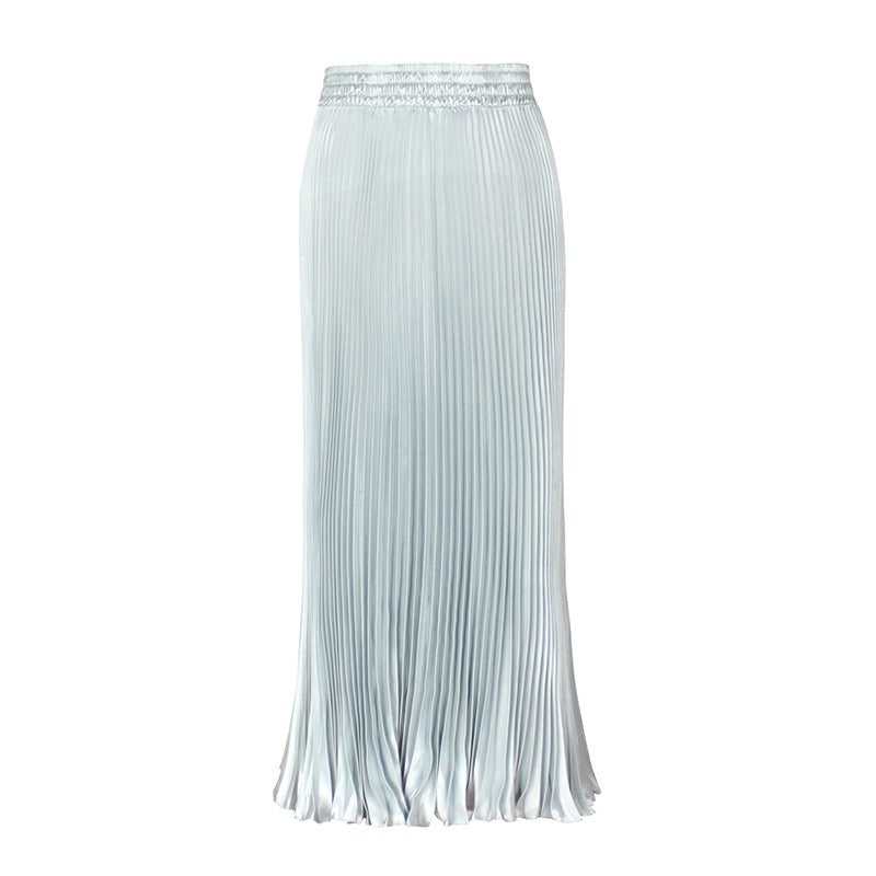 Glossy pleated skirt long accordion skirt long skirt skirt