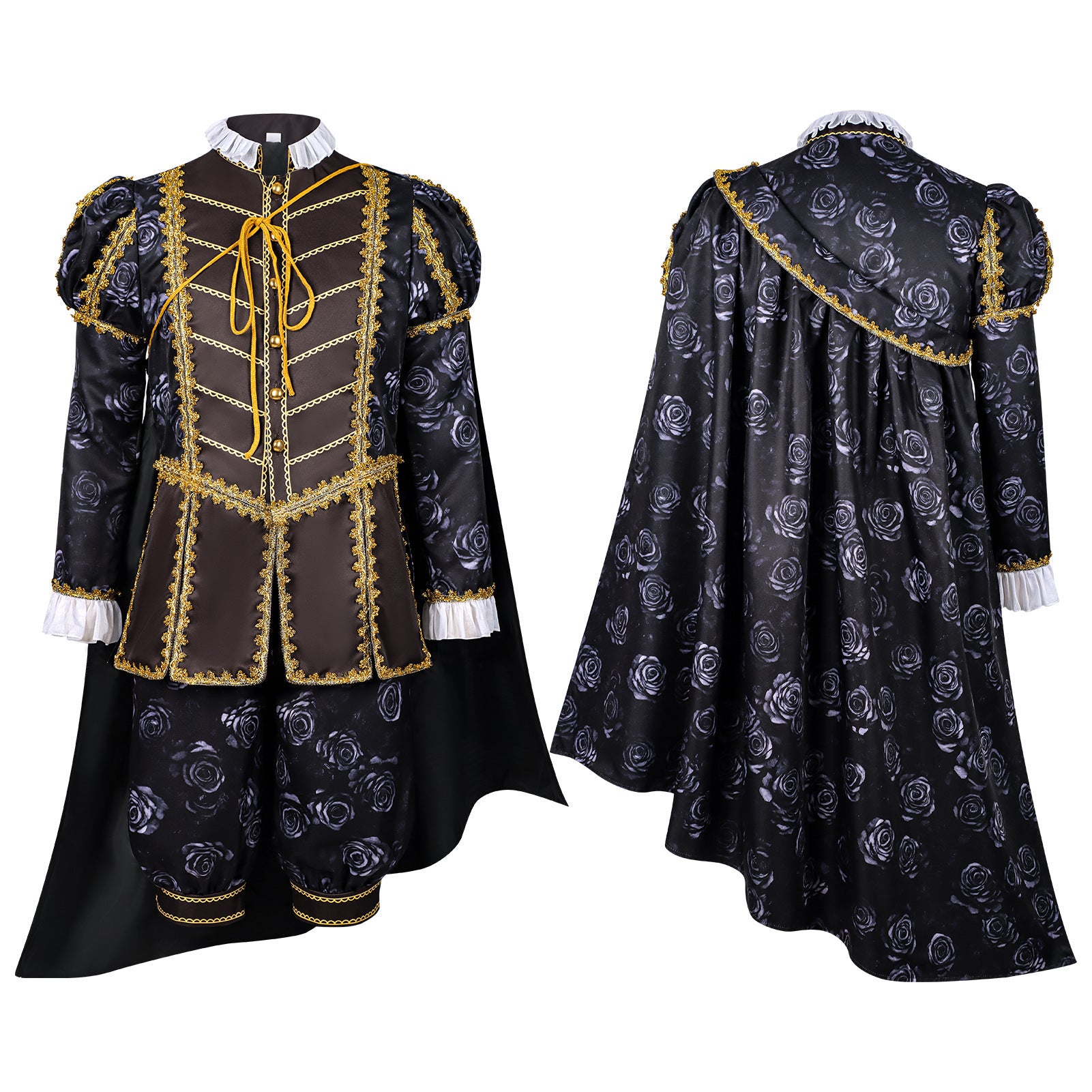 Halloween Retro Tudor Style Cloak Court Outfit Men's Royal Noble Prince Duke Stage Performance Costume