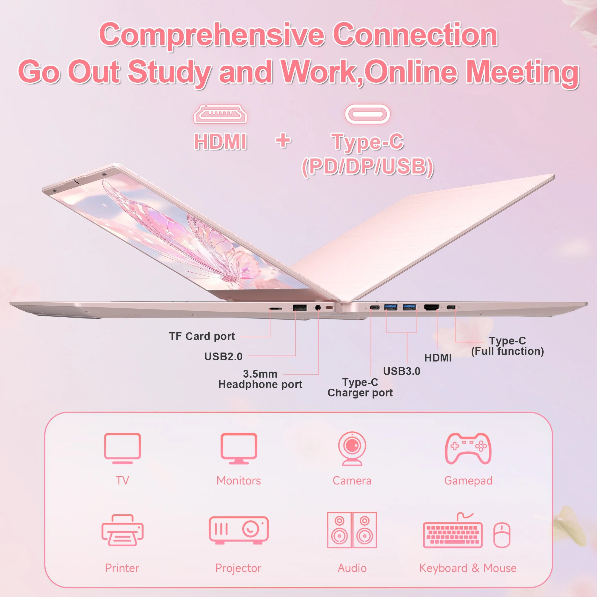 2025 Laptop Computer 15.6" HD Display Intel N150 Quad Core Processor up to 3.6GHZ 12GB DDR5 RAM 512GB SSD Ordinateur Portable Pc