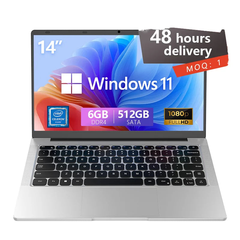 128+32G Factory Direct 15.6-Inch Portable Quad Core Intel New Student Education Laptop Camera English Keyboard SSD Windows 11