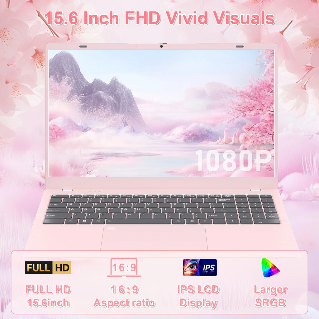 2025 Laptop Computer 15.6" HD Display Intel N150 Quad Core Processor up to 3.6GHZ 12GB DDR5 RAM 512GB SSD Ordinateur Portable Pc