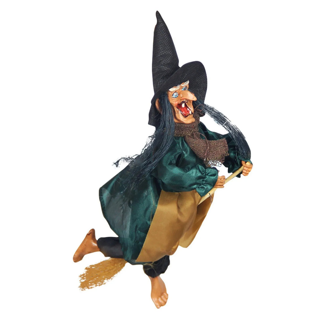 Halloween Hanging Broom Witch Pendant Spooky Decor Props Scary Electric Toy Haunted House Bar Home Festival Party Decoration Toy