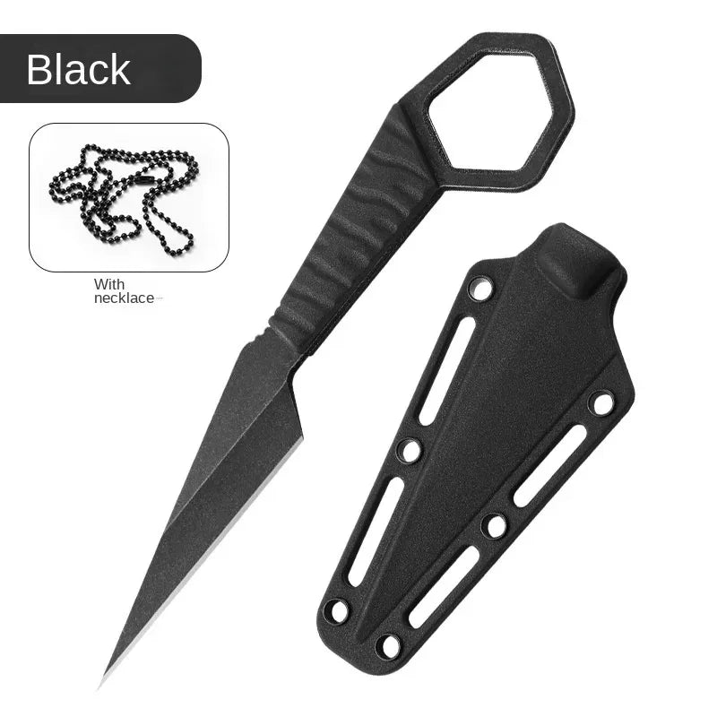 Outdoor Knife, High Hardness, Mini Self-Defense Knife, Small Straight Knife, Fishing Knife, Keychain Rope, Fruit Knife, With Kni