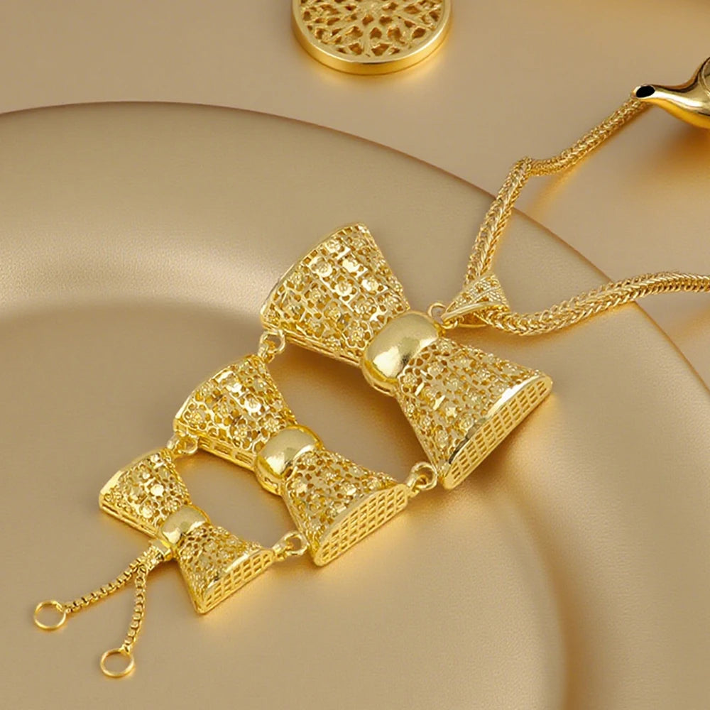 Saudi Arabia  Color Jewelry Sets Ethiopia Wedding Necklace Earring Brazilian Arab Bridal Luxury Set Party Gift Two-Piec