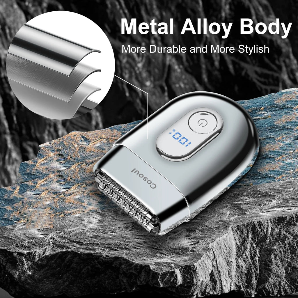 Cosoul Shaver for Men Portable Mini Shaver Small Razor Travel Shaver LED Display Foil Electric Shaver Reciprocating Razor