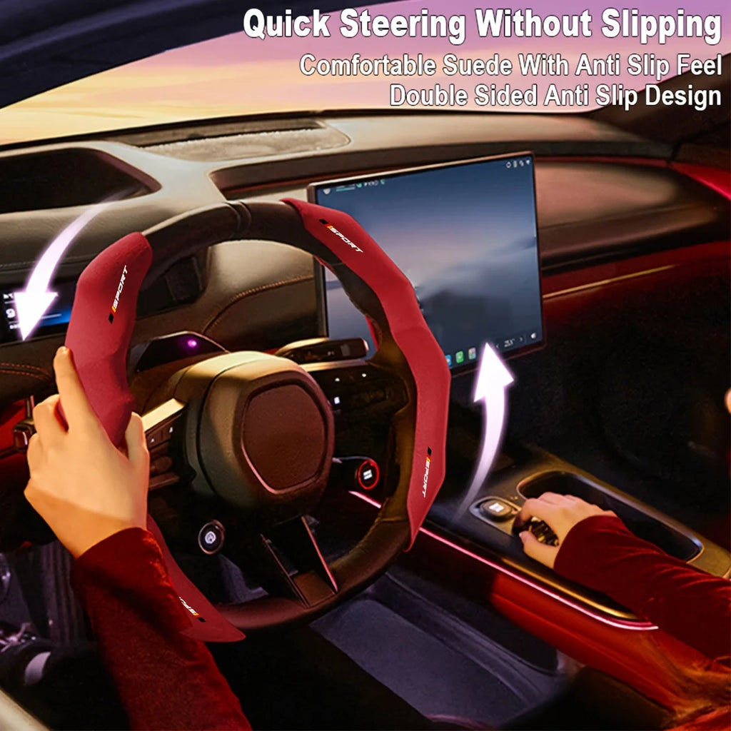 Fashion Red Car Steering Wheel Cover for Most Cars