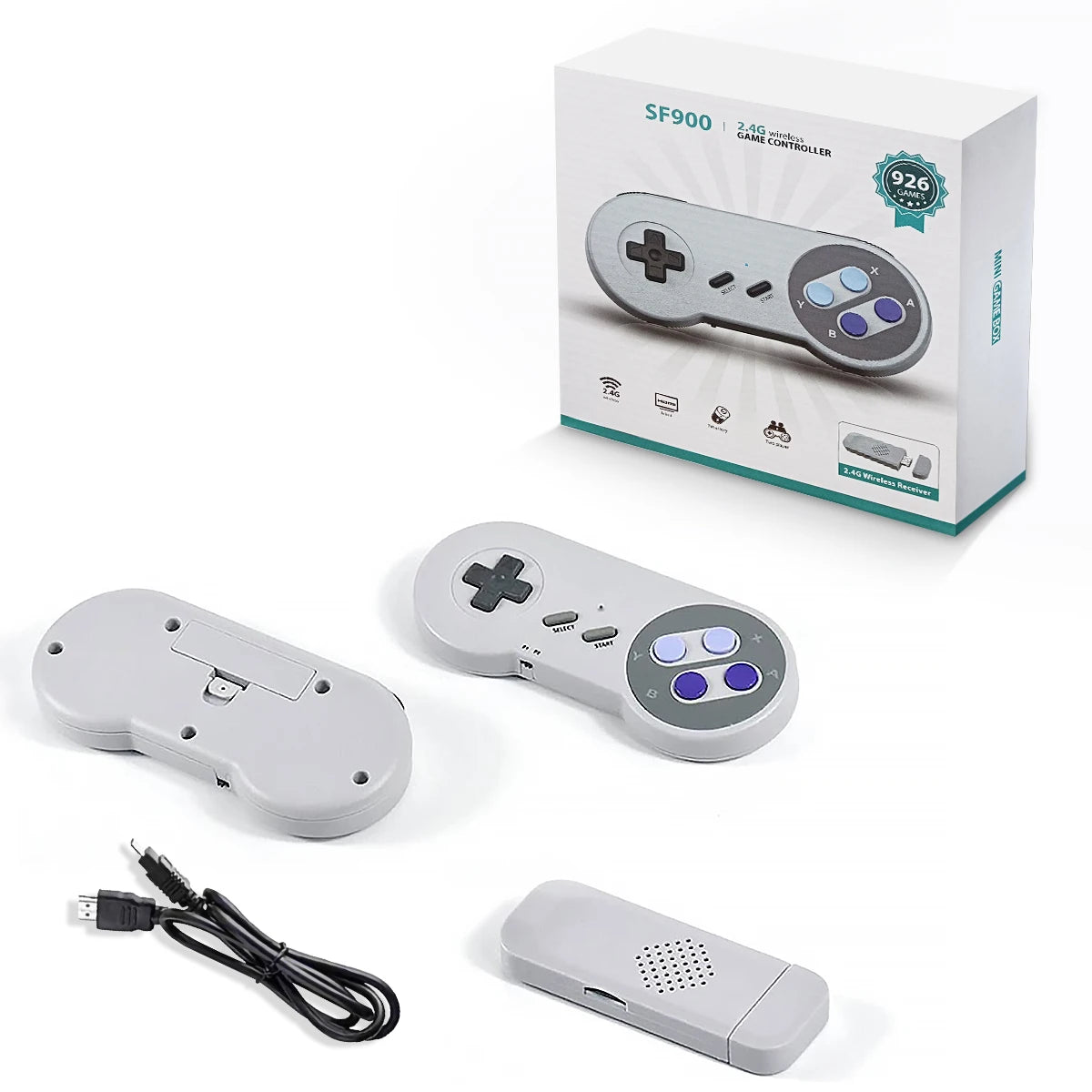Retro Video HD Game Console SF900 5000+ Built-In Games TV Game Stick with 2 Wireless Gamepads Game Controller Classic SNES Game