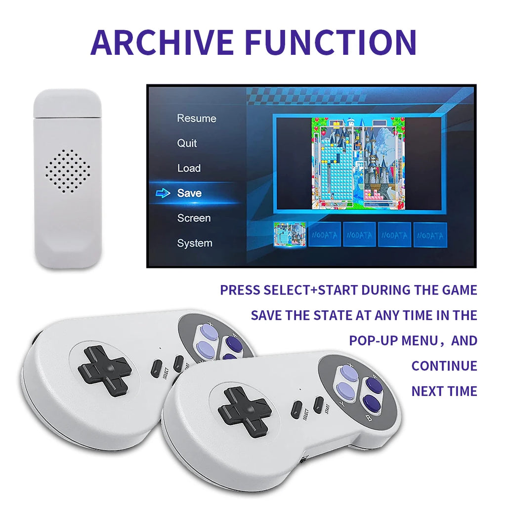 Retro Video HD Game Console SF900 5000+ Built-In Games TV Game Stick with 2 Wireless Gamepads Game Controller Classic SNES Game