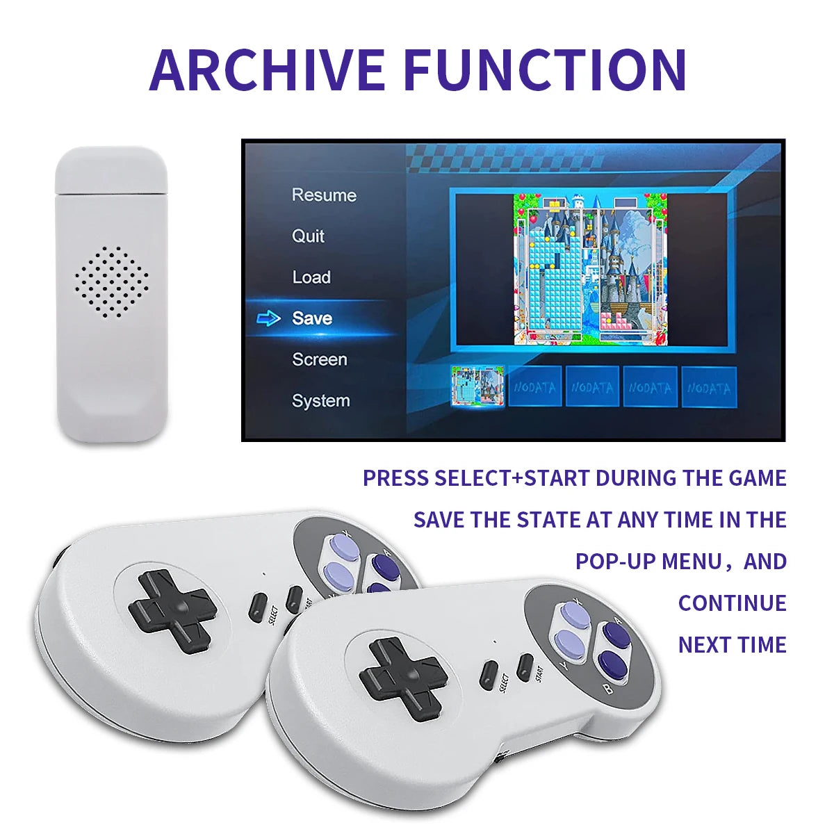 Retro Video HD Game Console SF900 5000+ Built-In Games TV Game Stick with 2 Wireless Gamepads Game Controller Classic SNES Game