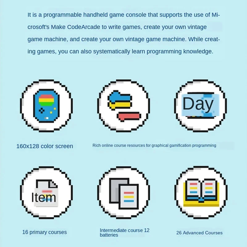 GameGo Game Console Programmable Portable Handheld Game Console Kid's Primary Secondary School Programming Toy Teaching Aids