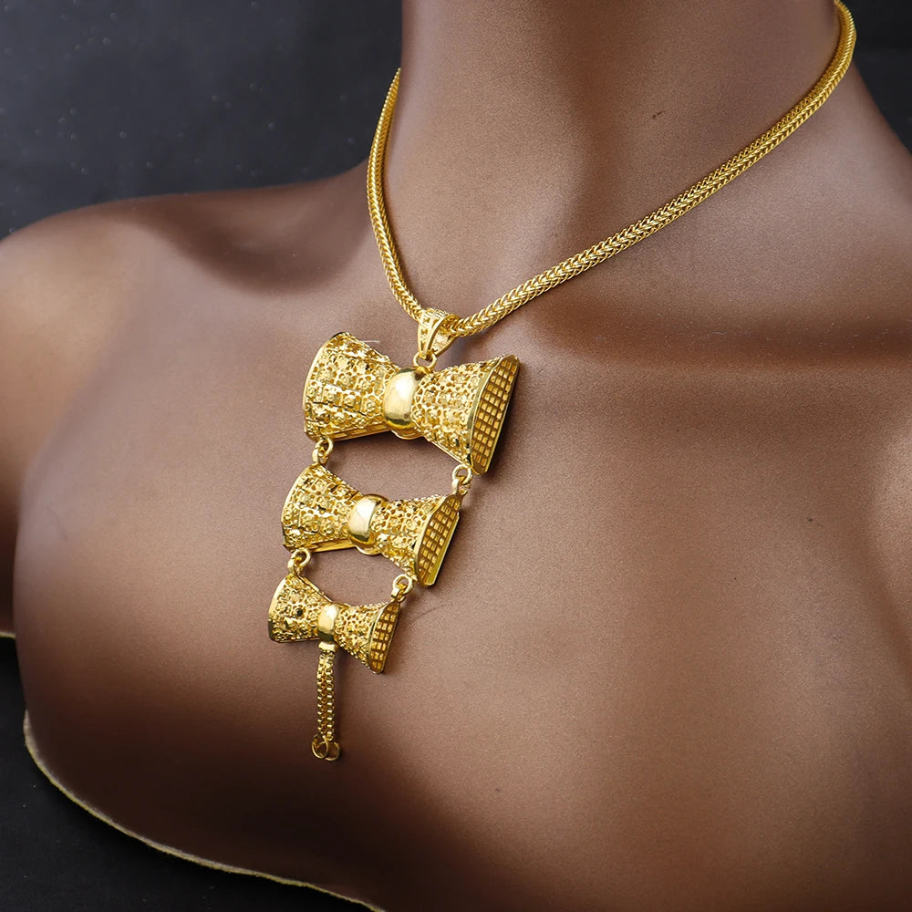 Saudi Arabia  Color Jewelry Sets Ethiopia Wedding Necklace Earring Brazilian Arab Bridal Luxury Set Party Gift Two-Piec