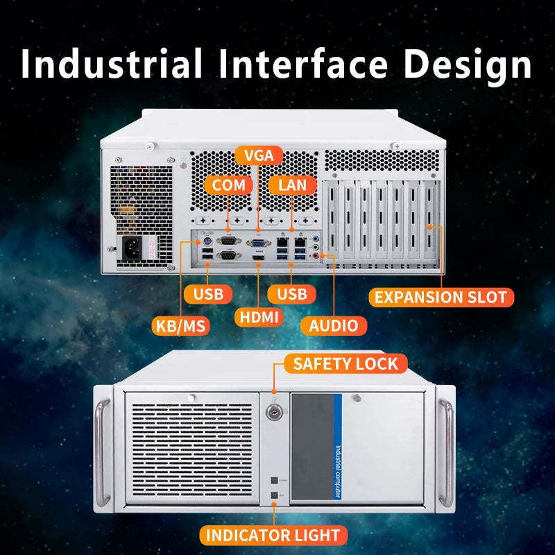 4U rack-mounted industrial computer with expandable serial ports and flexible expansion slots for industrial chassis