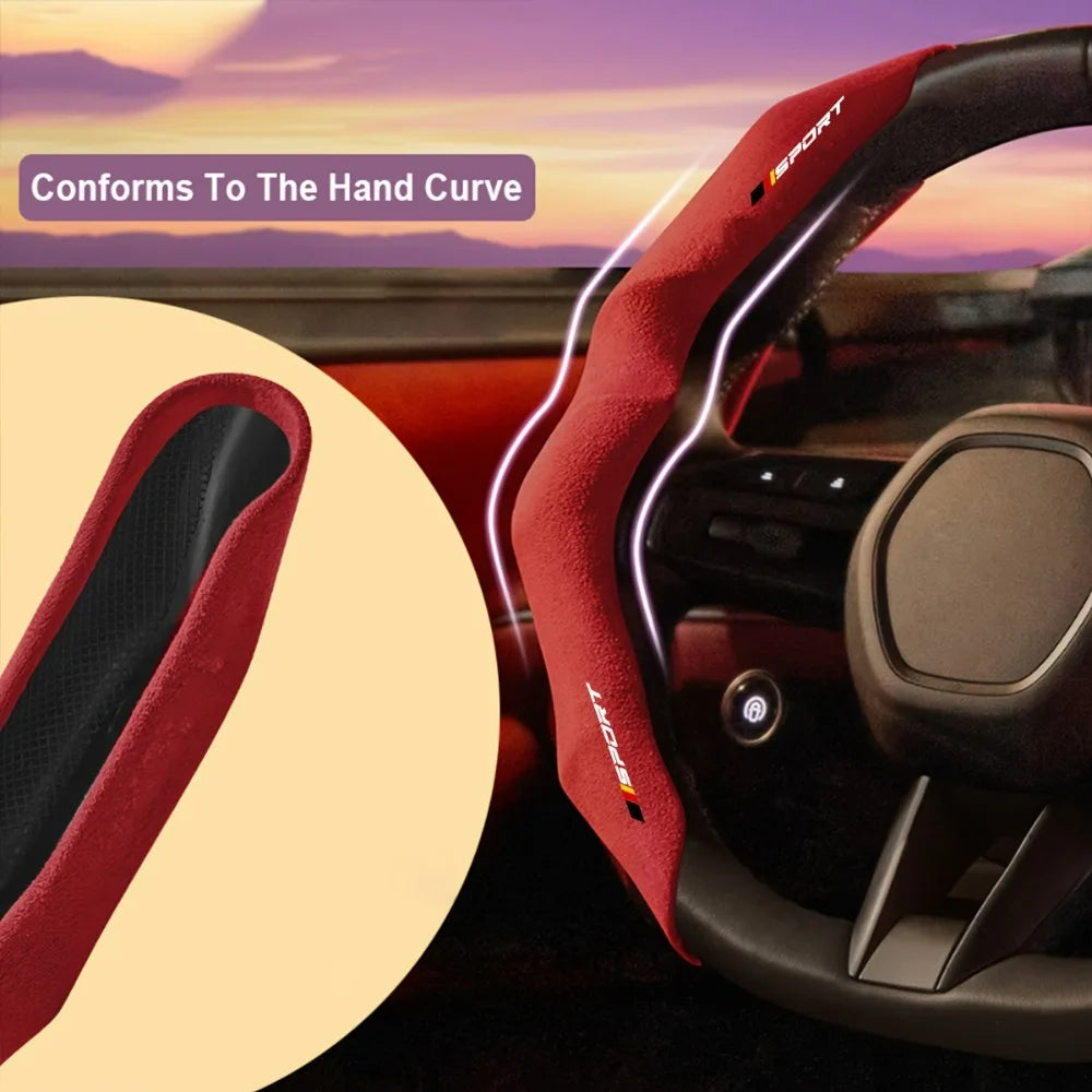 Fashion Red Car Steering Wheel Cover for Most Cars