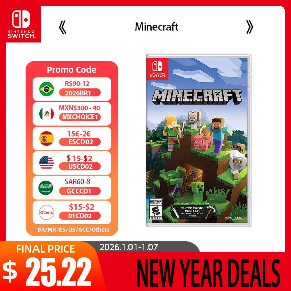 Nintendo Switch Games - Minecraft - Action Adventure Simulation Genre Support TV Tabletop and Palm Mode for Switch OLED Lite