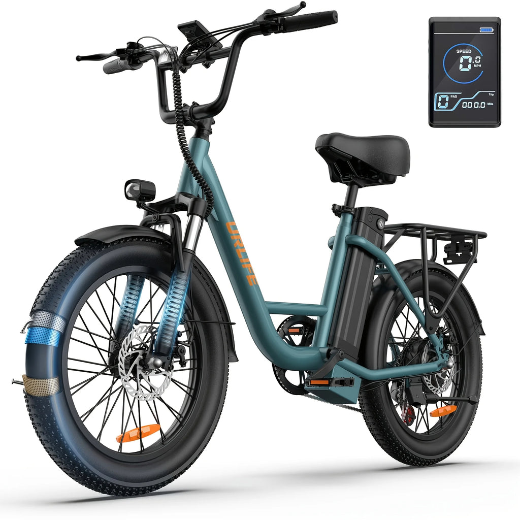URLIFE E20 Electric Bike For Adults 250W Motor Electric Bike 48V 13AH 20 Inch Tires City Commuter Electric Bike