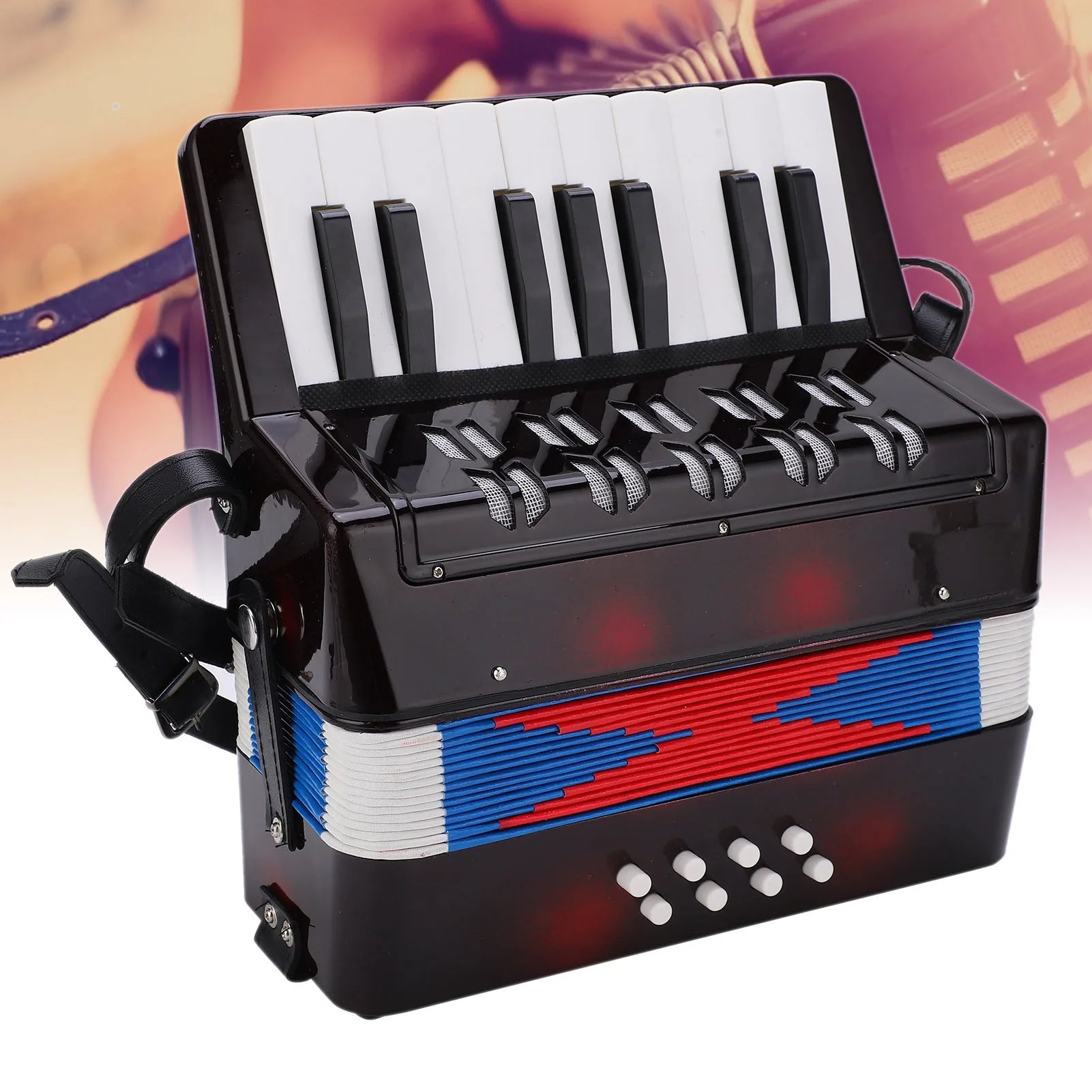 Accordion Accordion  Instrument Accordion Musical Piano Keyboard  Rhythm Training Spring Instrument 17 Key 8 Bass Black