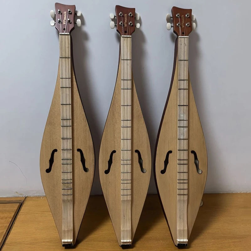 Portable Dulcimer Guitar 4 String Wooden Guqin Adult Practice Classical National Musical Instruments Hammered String Instrument