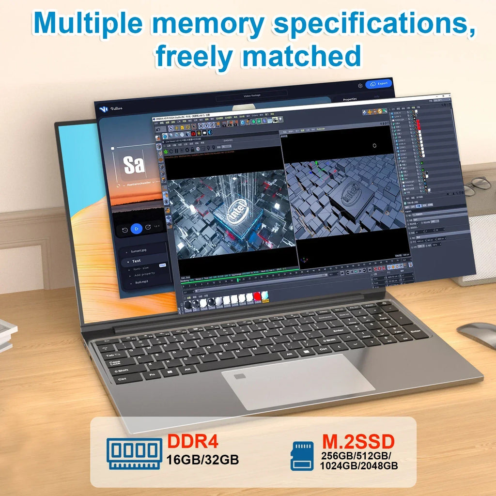 Intel Core i7-6500Y Laptop Gamer Office Study Computer PC 1080P Display Windows 11 Notebook 15.6" Portable 32GB RAM 2TB SSD