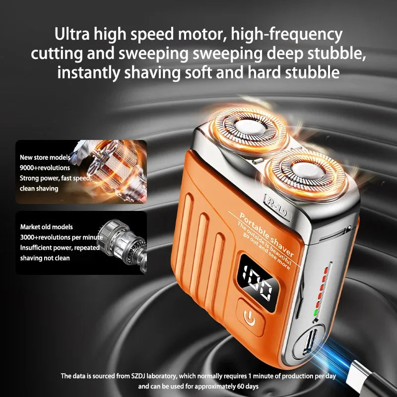 Electric Smart Shaver Digital Display Mini Dual Blade Rechargeable Shaver Household Car Shaver Powerful Men's Gift Shaver