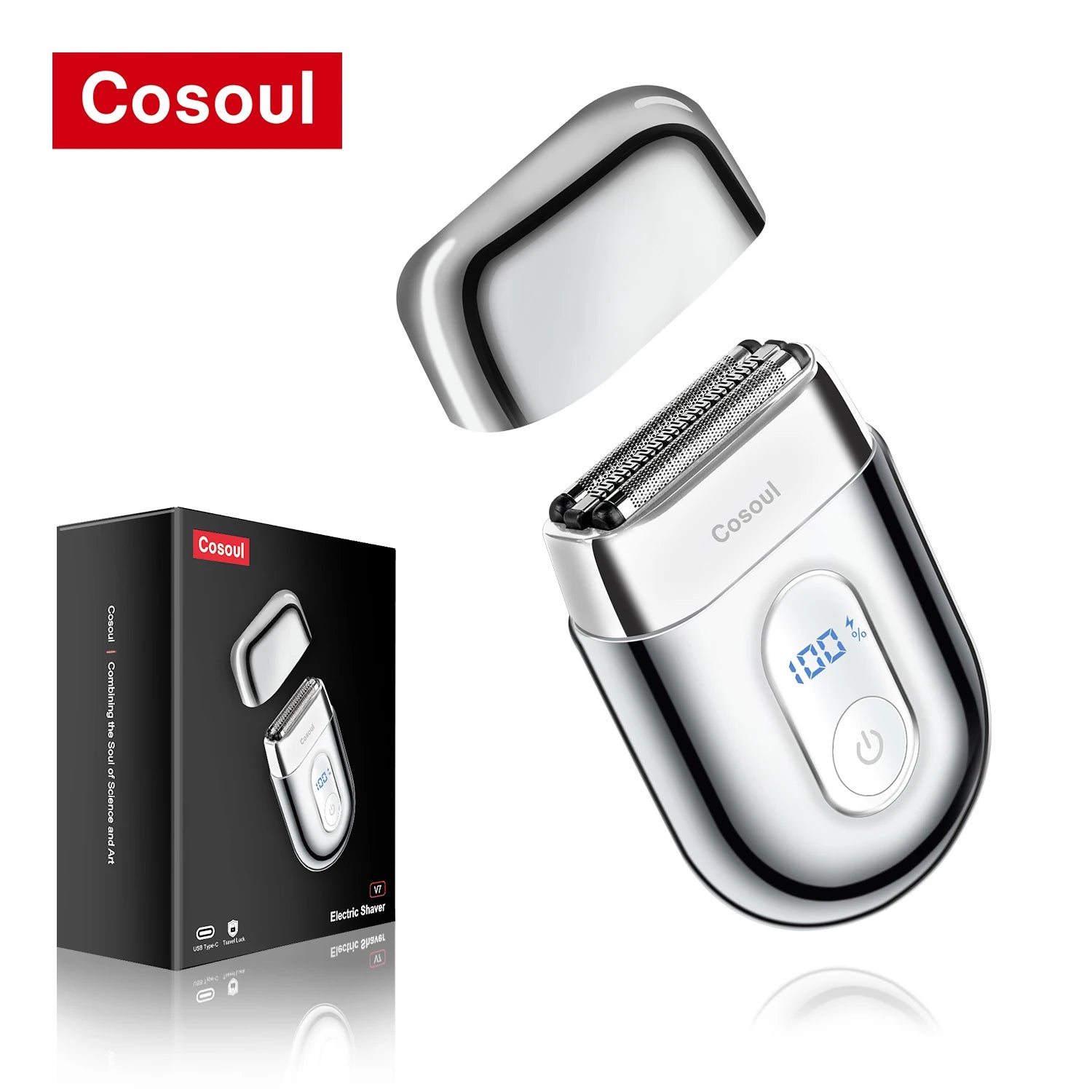 Cosoul Shaver for Men Portable Mini Shaver Small Razor Travel Shaver LED Display Foil Electric Shaver Reciprocating Razor