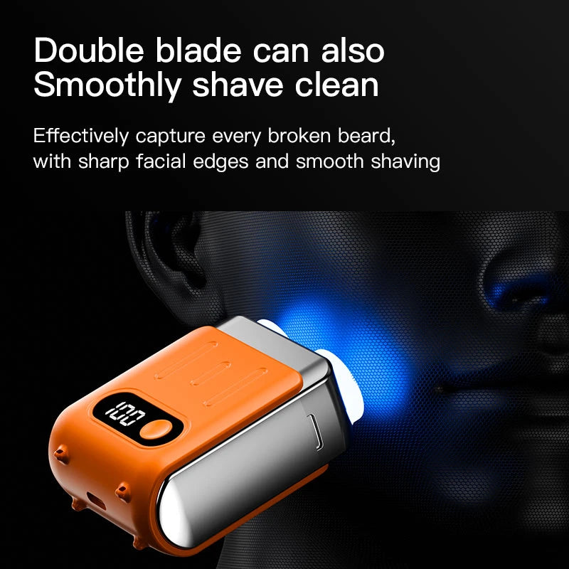 Electric Smart Shaver Household Car Shaver Digital Display Mini Dual Blade Rechargeable Shaver Powerful Men's Gift Shaver