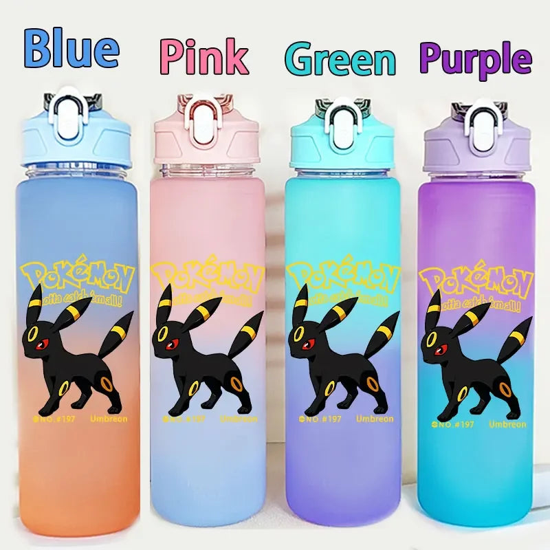 For Poke Mon Straw Cup 750ML Monster Pocket Water Bottle Portable Sports Plastic Anime Gradient Drinking Gift