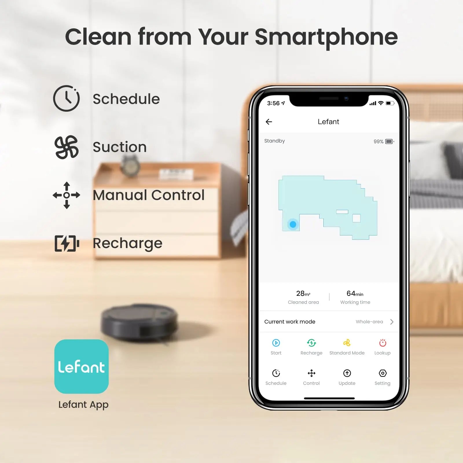 Lefant M210P Robot Vacuum Cleaner Remote Control, Featured Carpet Cleaner Small Robot 7.8cm Thin 28cm DIA, Robotic Vacuum Alexa