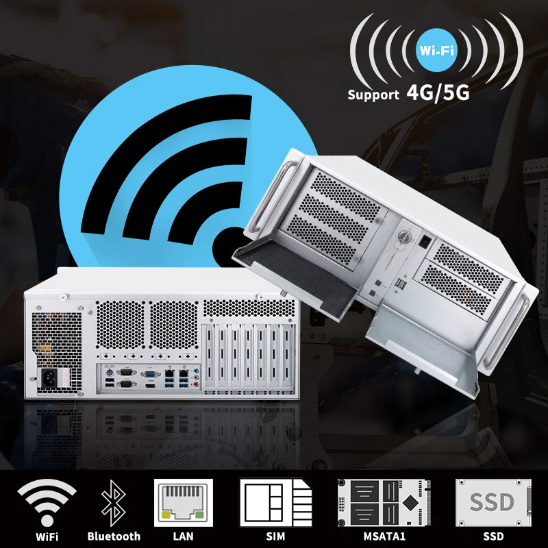 4U rack-mounted industrial computer with expandable serial ports and flexible expansion slots for industrial chassis