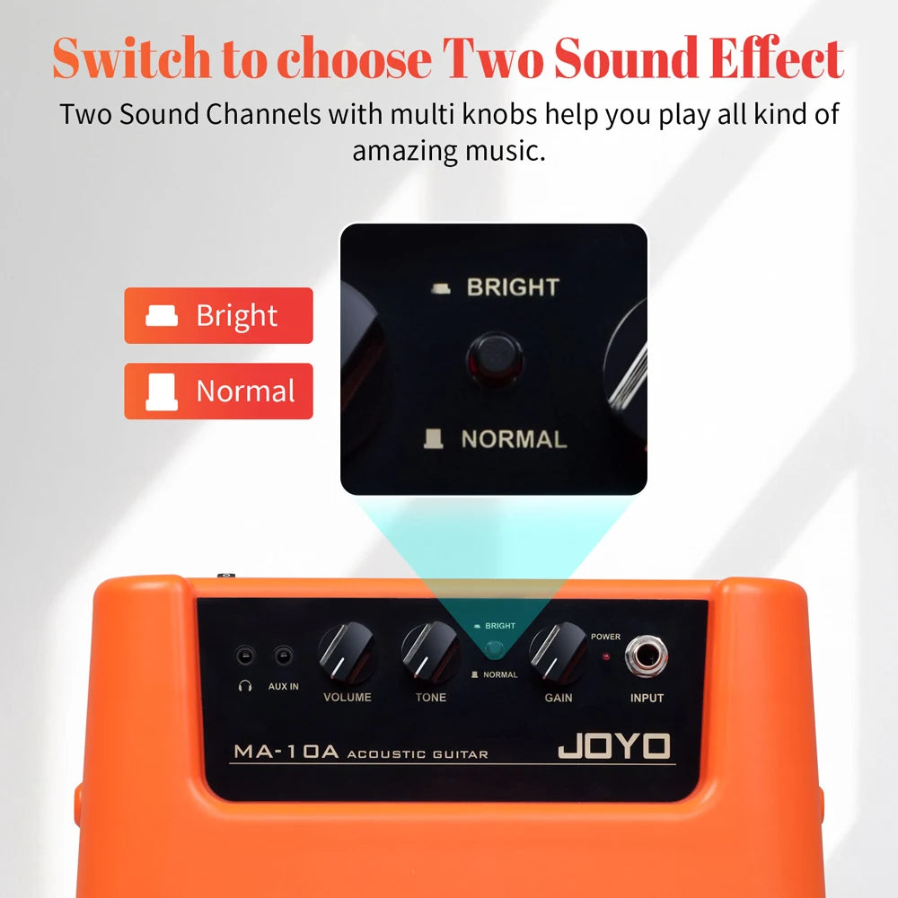JOYO MA-10A Acoustic Guitar Amplifier Dual Channel 10W Portable Practice Mini Guitar Amplifier & Speaker Combo
