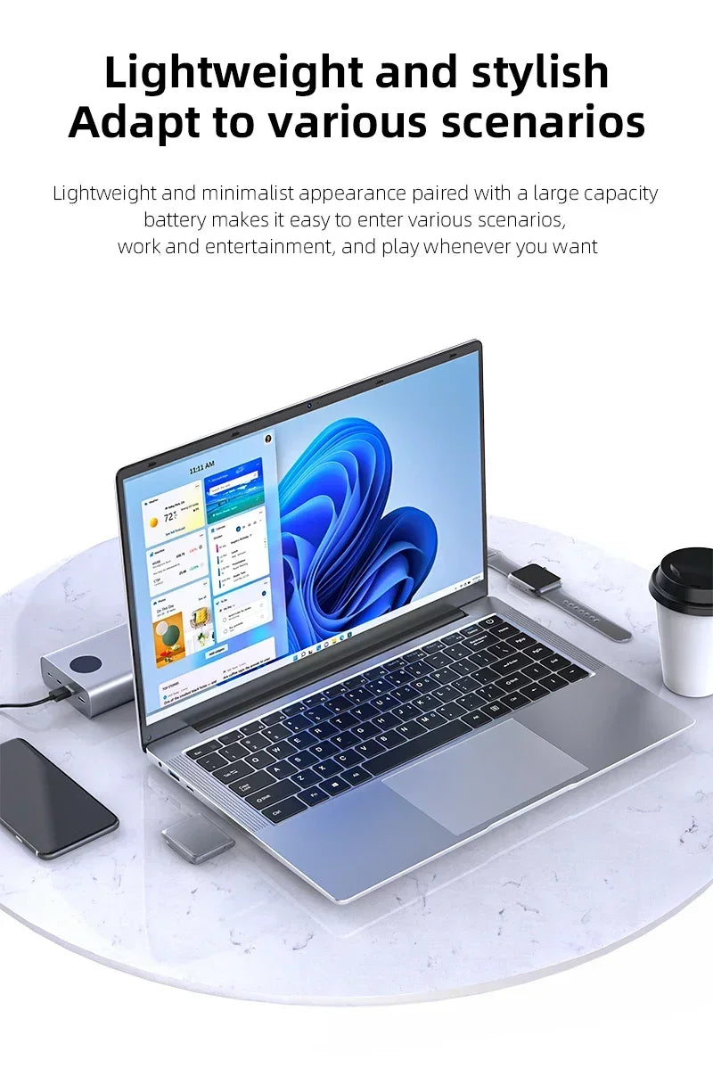 NEW 14.1'' Slim Office Laptop  Windows 11 Intel i7-8650U 12GB RAM 512GB 1TB SSD Intel ATOM X7 1920*1080 Office Study Computer PC