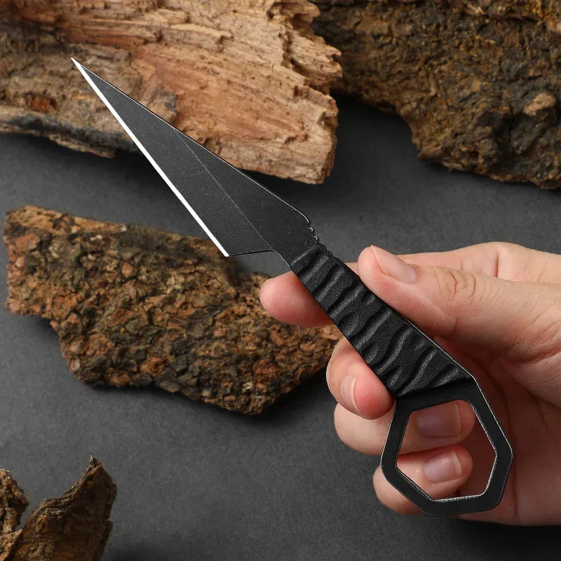 Outdoor Knife, High Hardness, Mini Self-Defense Knife, Small Straight Knife, Fishing Knife, Keychain Rope, Fruit Knife, With Kni