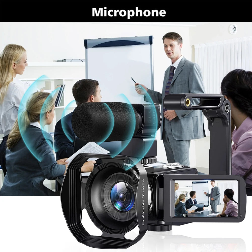 8K Video Camera 48MP Digital Video Camera 18X igital Zoom Camera Recorder 3 Inch LCD Touch Screen Portable Recording Camcorder
