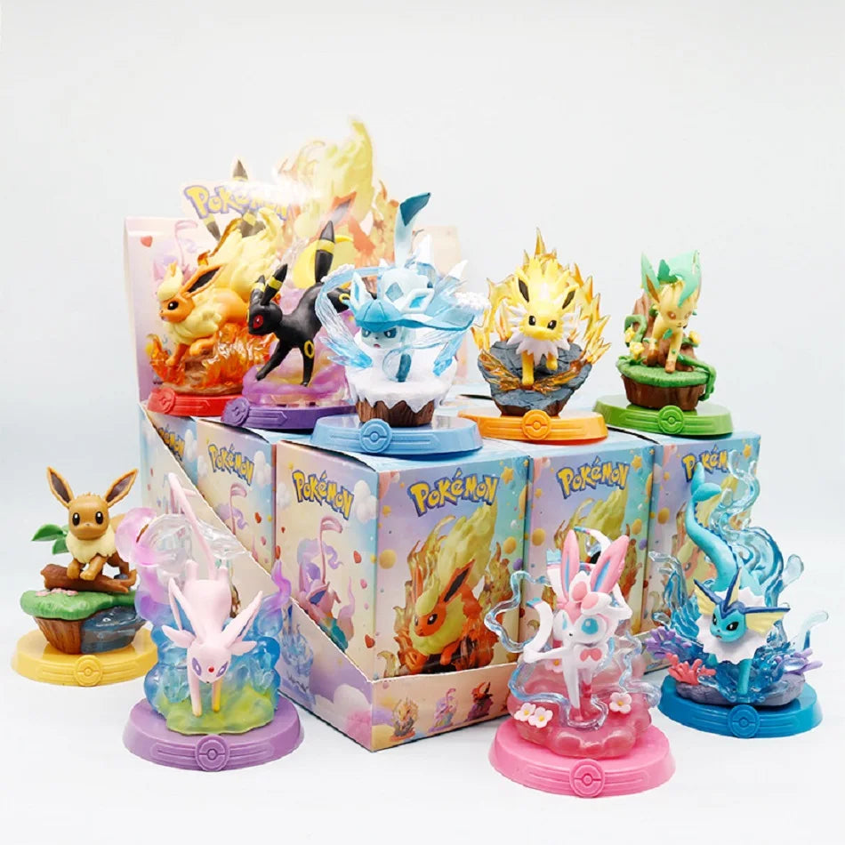8 style Pok é mon Action Doll Pikachu Adventure Eevee Blind Box Anime Model Desktop Decorations Pok é mon Toys Boy Birthday Gift